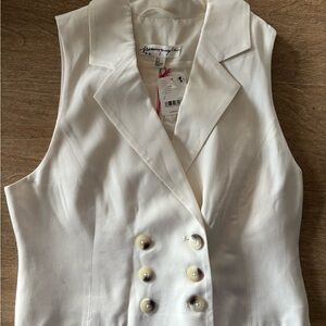 Free People Cream Double-Breasted Vest